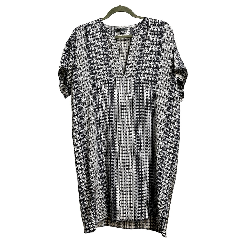 Vince Navy and White 100% Silk Tunic Dress, XS